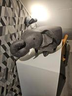 Olifant Leather look poef 38 cm donkergrijs, Minder dan 50 cm, Ophalen of Verzenden, Zo goed als nieuw, Rechthoekig