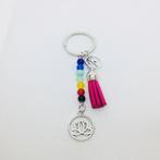 Chakra sleutelhanger met lotus en roze suède kwastje, Ophalen of Verzenden, Nieuw