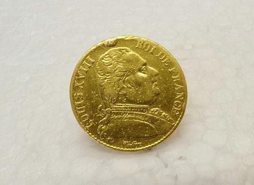 Goud munt Louis XVIII 20 Franc 1814 munt met speld, Postzegels en Munten, Munten | Europa | Niet-Euromunten, Losse munt, Frankrijk