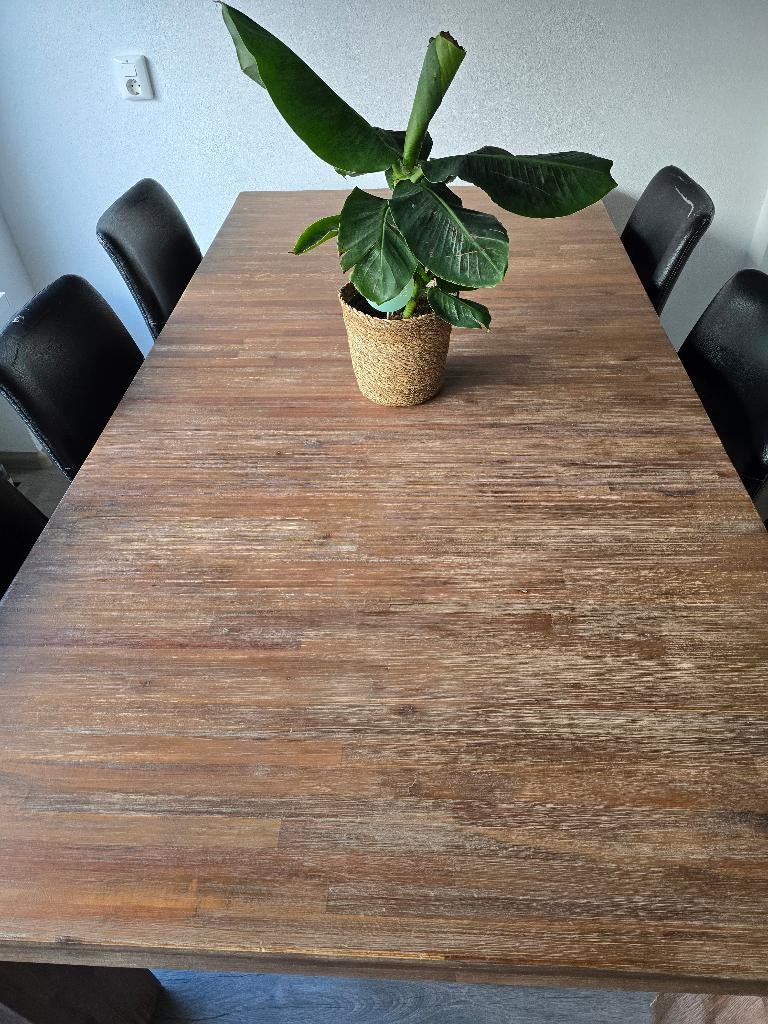 Eettafel + 6 gratis eetstoelen, Huis en Inrichting, Tafels | Eettafels, Ophalen, Gebruikt, Eikenhout, 50 tot 100 cm