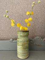 Vintage groen ribbelvaasje!, Ophalen of Verzenden, Minder dan 50 cm, Groen, Glas