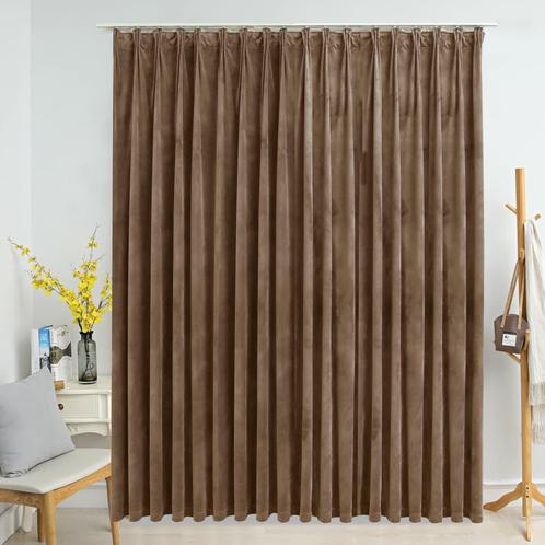 Gordijn verduisterend met haken 290x245 cm fluweel beige, Huis en Inrichting, Stoffering | Gordijnen en Lamellen, Nieuw, 200 cm of meer