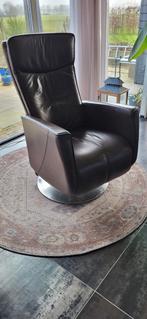 Prominent Relaxstoel - Lederen Draaifauteuil, Huis en Inrichting, Ophalen, Gebruikt, 75 tot 100 cm, Metaal