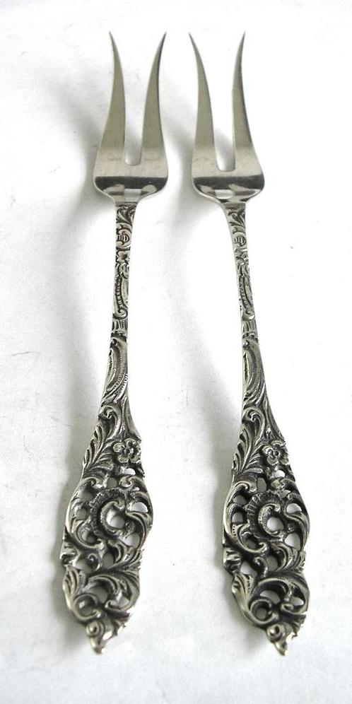 2 Zilveren vleesvorkjes, gekeurd met zwaardje en meesterteke, Antiek en Kunst, Antiek | Goud en Zilver, Zilver, Ophalen of Verzenden