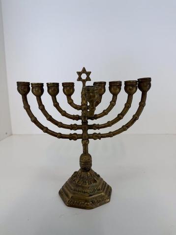 Vintage messing Menora kandelaar – 25 cm beschikbaar voor biedingen