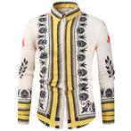 Heren barok overhemd 26 luxe klassiek kamper shirt wit geel, Kleding | Heren, Nieuw, Wit, Verzenden