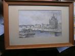 Rotterd. Mooie Licht Gekl. Ets Wittehuis en bruggen,HW BIJL, Antiek en Kunst, Ophalen
