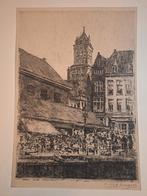 Ets van B.A. Bongers - Stadsgezicht delft, Ophalen of Verzenden