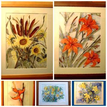 Bloemen schilderijen
Techniek Aquarel guache
 beschikbaar voor biedingen