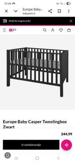 Tweelingbox Casper zwart met matras, Ophalen, Zo goed als nieuw, Rechthoekig