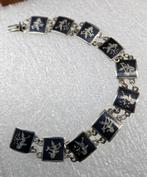 Prachtige zilveren (925) SIAM armband met ZWART EMAILLE, Sieraden, Tassen en Uiterlijk, Armbanden, Ophalen, Zo goed als nieuw