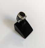 Zilveren herenring met zwarte onyx, 20 of groter, Verzenden, Zwart, Heer