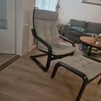 Ikea Poäng Fauteuil met Voetenbank - Zwartbruin/Lichtgroen, Huis en Inrichting, Fauteuils, Ophalen, 75 tot 100 cm, Zo goed als nieuw
