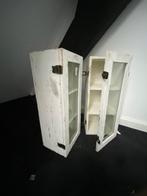 2 witte brocante vitrine kastje of kistjes, Met deur(en), Brocante, Minder dan 25 cm, Minder dan 100 cm