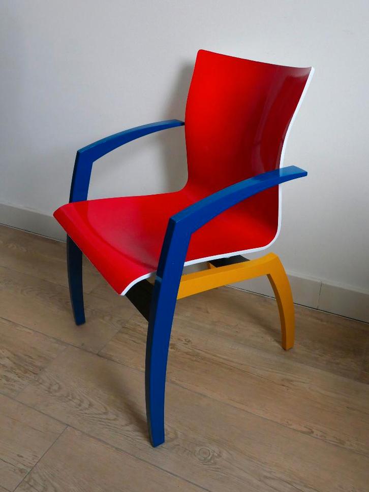 Leolux Camarilla eetkamerstoel “Mondriaan” geïnspireerd, Huis en Inrichting, Stoelen, Zo goed als nieuw, Eén, Hout, Overige kleuren