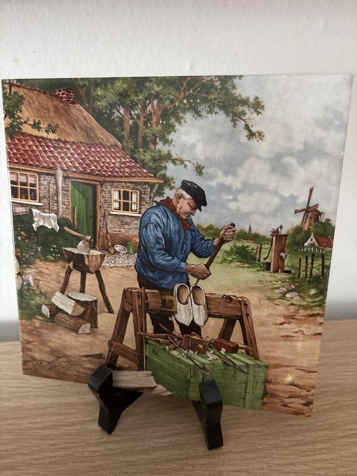 Royal Mosa Holland Wandtegel Klompenmaker Vintage Tegelkunst, Antiek en Kunst, Antiek | Wandborden en Tegels, Ophalen of Verzenden