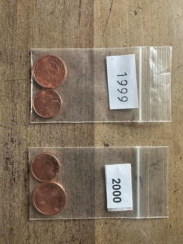 Zeldzame Finse 1 en 2 Eurocent Munten - Jaren 1999 & 2000 beschikbaar voor biedingen