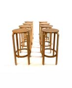 Set van 8 vintage plywood barkrukken, stijl Alvar Aalto, 5 krukken of meer, Met voetsteun, 60 tot 90 cm, Ophalen of Verzenden