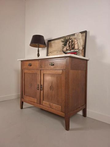 Prachtig antiek dressoir met marmeren blad art deco beschikbaar voor biedingen