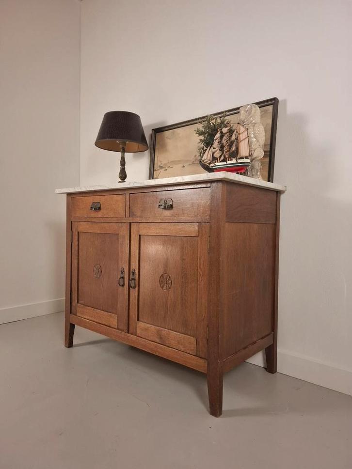 Prachtig antiek dressoir met marmeren blad art deco, Huis en Inrichting, Kasten | Dressoirs, Ophalen of Verzenden