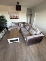 Luxe Hoekbank Velvet Champagne Krokodillenprint, Huis en Inrichting, Ophalen, 250 tot 300 cm, Hoekbank, Zo goed als nieuw