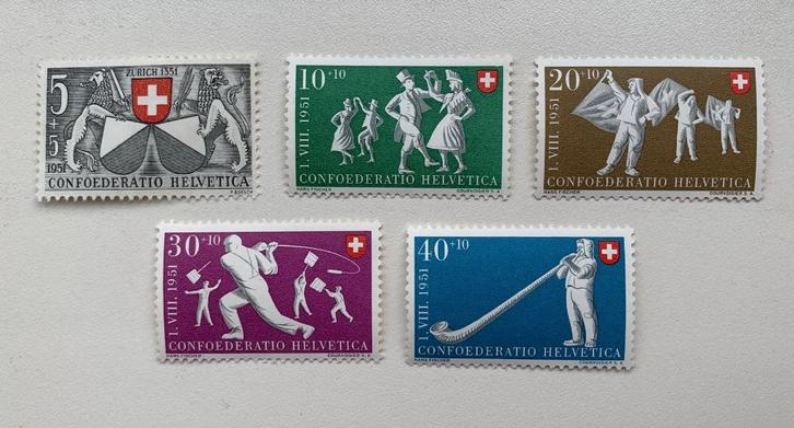 1951 Michel 555-559 Postfris, Postzegels en Munten, Postzegels | Europa | Zwitserland, Postfris, Ophalen of Verzenden