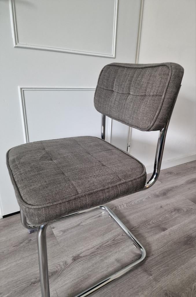 Eetkamerstoelen grijs, 4 stuks., Huis en Inrichting, Stoelen, Ophalen, Gebruikt, Grijs, Vijf, Zes of meer stoelen