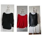 Voile blouses, zwart en rood, maat M, zgan, Ophalen of Verzenden, Zo goed als nieuw, Maat 38/40 (M), Zwart