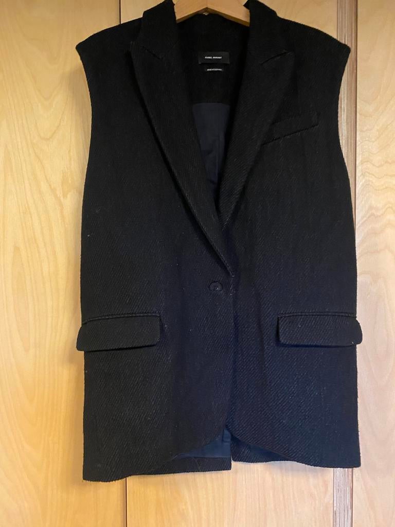 Wol blend gilet/bodywarmer van Isabel Marant, Kleding | Dames, Maat 38/40 (M), Zwart, Ophalen of Verzenden, Jasje