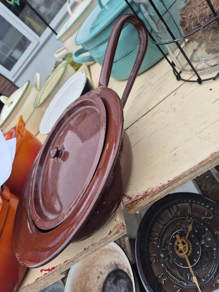 Vintage bruine emaille po, Antiek en Kunst, Antiek | Keukenbenodigdheden, Ophalen of Verzenden