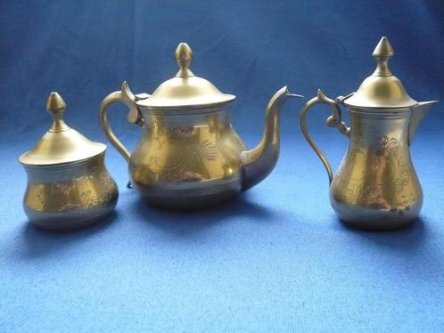 EPNS theepot met suikerpot en melkkan, Antiek en Kunst, Antiek | Goud en Zilver, Zilver, Ophalen of Verzenden