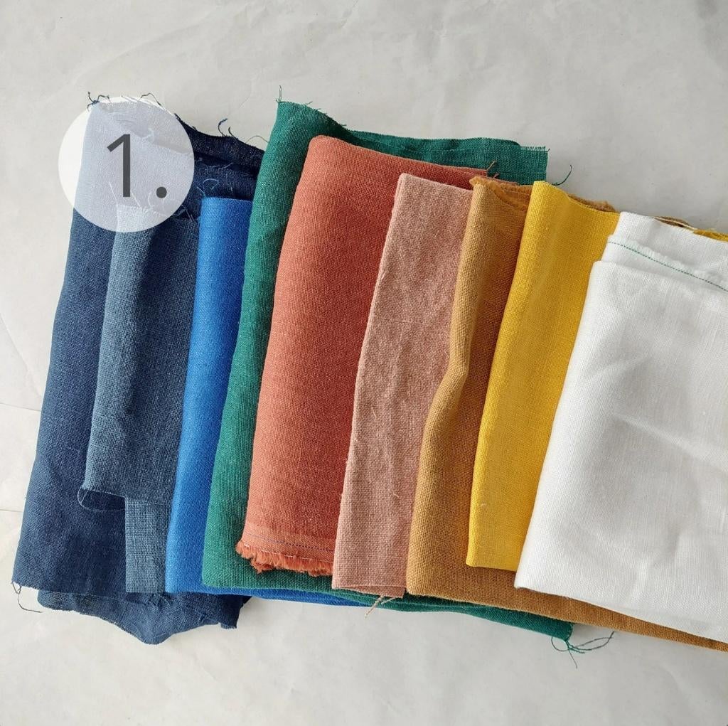 Linnen Stoffen Restjes Bundels – Verzacht Linnen (300 g), Hobby en Vrije tijd, Stoffen en Lappen, Overige kleuren, Nieuw, Ophalen of Verzenden