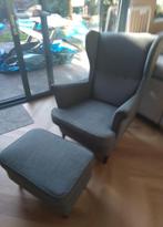 Fauteuil, IKEA type STRANDMON met voetenbank, Ophalen, Gebruikt, Minder dan 75 cm, 50 tot 75 cm