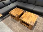 2 robuuste salontafels van hout (Pronto wonen), Huis en Inrichting, Ophalen, Gebruikt, 50 tot 100 cm, Vierkant