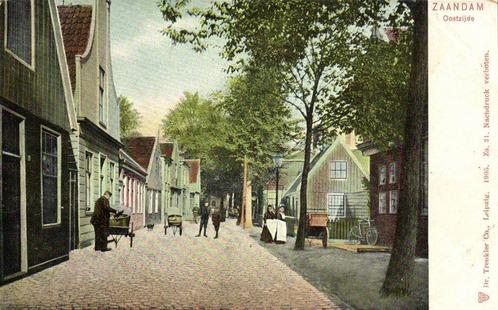 Zaandam, Oostzijde - volk kar - 1905 - ongelopen, Verzamelen, Ansichtkaarten | Nederland, Ongelopen, Noord-Holland, Voor 1920