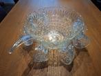 Glazen bowlschaal , 8 kopjes en lepel, Ophalen of Verzenden