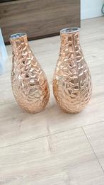 2 bronskleurige vazen, Huis en Inrichting, Woonaccessoires | Vazen, Ophalen, Overige kleuren, Minder dan 50 cm, Glas
