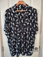 Overhemd blouse zwart wit gekko gekkos luchtig L 40 korte mo, Ophalen of Verzenden, Zo goed als nieuw, Maat 42/44 (L), Zwart