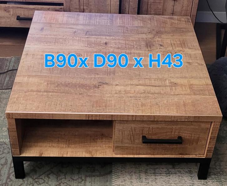 Salontafel 90x90 met lade, Huis en Inrichting, Tafels | Salontafels, Zo goed als nieuw, Minder dan 50 cm, 50 tot 100 cm, 50 tot 100 cm