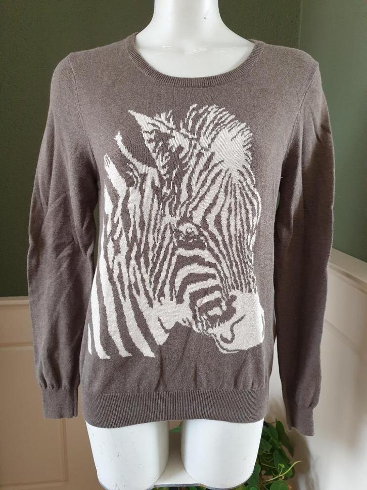 Marie Lund groen grijze zebra trui M 38 40 Gratis Verzenden, Kleding | Dames, Truien en Vesten, Zo goed als nieuw, Maat 38/40 (M)