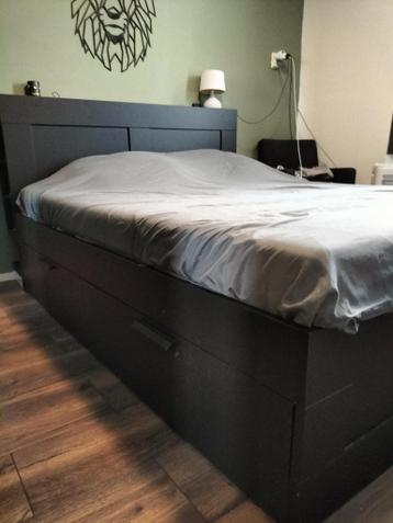 Ikea BRIMNES tweepersoonsbed, zwart - afbeelding 1