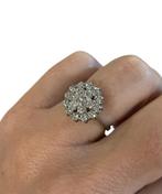 18 K Witgouden Rozet Ring 1.0 ct Briljant Geslepen Diamant, -, -, Ophalen of Verzenden, Zo goed als nieuw