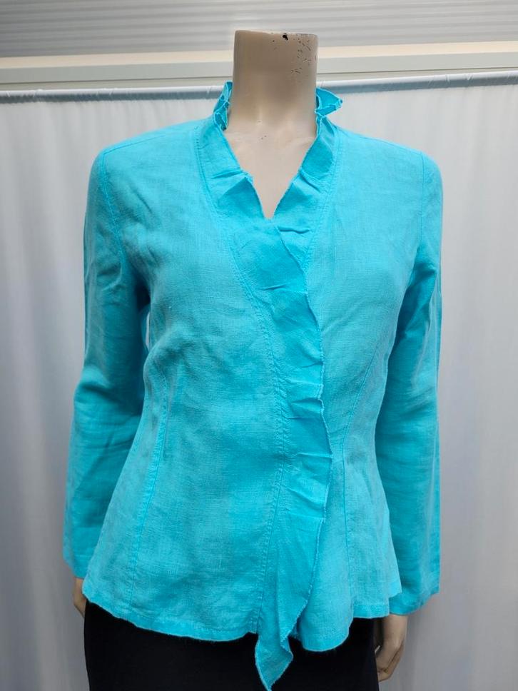 Avalanche linnen jasje maat 3 38, Kleding | Dames, Blouses en Tunieken, Zo goed als nieuw, Maat 38/40 (M), Blauw, Ophalen of Verzenden