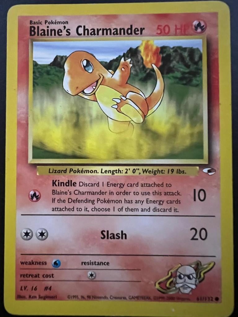 Blaine's Charmander Gym Heroes, Hobby en Vrije tijd, Verzamelkaartspellen | Pokémon, Ophalen of Verzenden, Zo goed als nieuw, Losse kaart