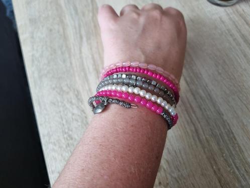 Dikke roze armband armbanden (voor goed doel), Sieraden, Tassen en Uiterlijk, Armbanden, Nieuw, Staal, Roze, Met bedels of kralen