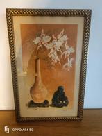 Schilderij met vaas en aap, Ophalen of Verzenden