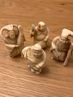 4 Japanse Netsuke Geluksgoden Beeldjes - 5 cm, Verzenden