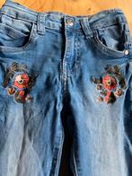 Hippe baggy jeans meisjes bloemen 128, Ophalen of Verzenden, Zo goed als nieuw