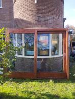 Hardhoutenschuifpui 282x225, Doe-het-zelf en Verbouw, Kozijnen en Schuifpuien, Ophalen, Gebruikt, 225 cm of meer, Inclusief glas