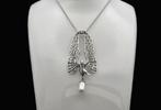Zilveren hanger met zwaan, parel swarovski ketting. 2025/709, Met edelsteen, ., Nieuw, Ophalen of Verzenden